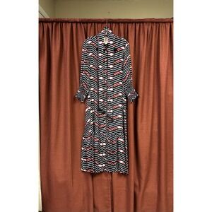 Figue Multicolor Printed Belted Tiered Midi Shirt Dress Size Small